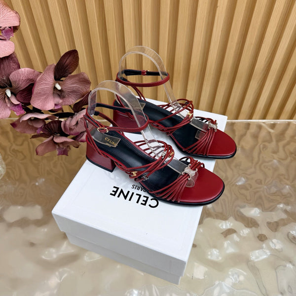 CE Clémence Triomphe Heeled Sandals Burgundy Leather 949369