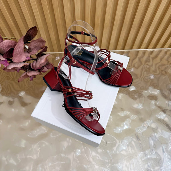 CE Clémence Triomphe Heeled Sandals Burgundy Leather 949369