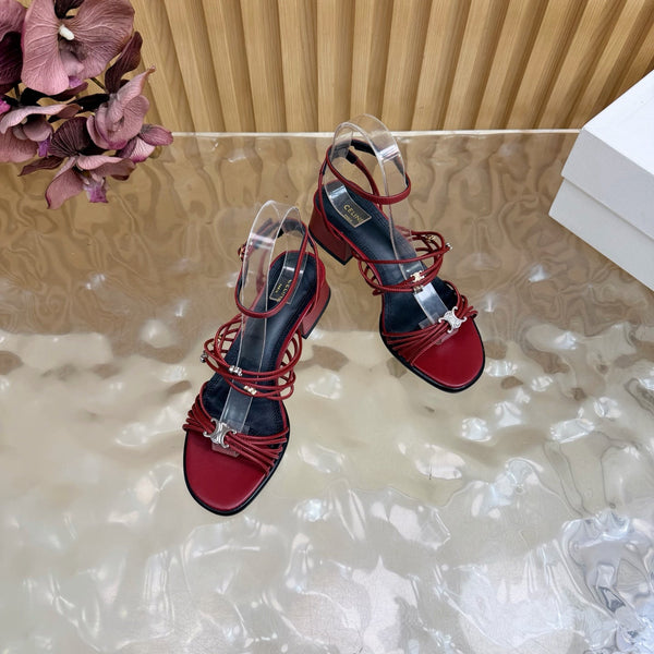 CE Clémence Triomphe Heeled Sandals Burgundy Leather 949369
