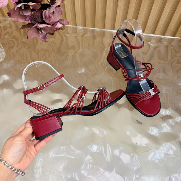 CE Clémence Triomphe Heeled Sandals Burgundy Leather 949369