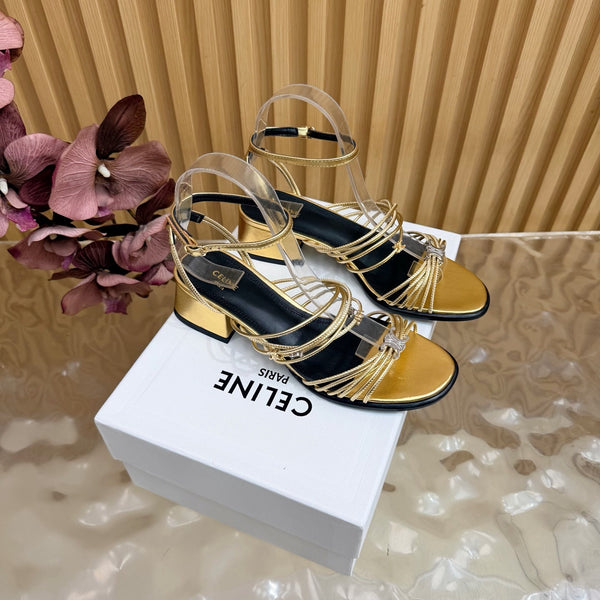 CE Clémence Triomphe Heeled Sandals Gold Leather 949368