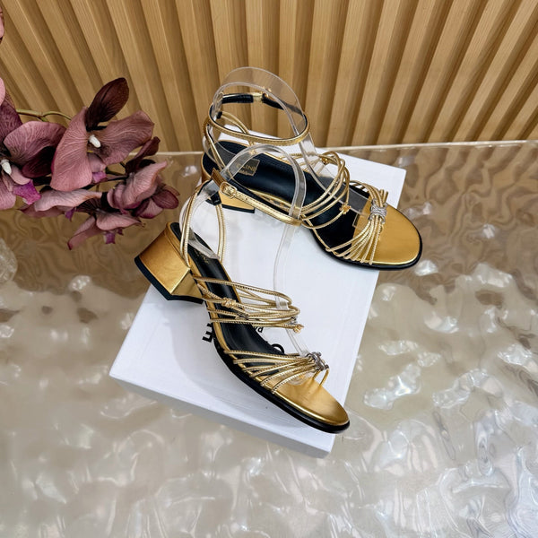 CE Clémence Triomphe Heeled Sandals Gold Leather 949368