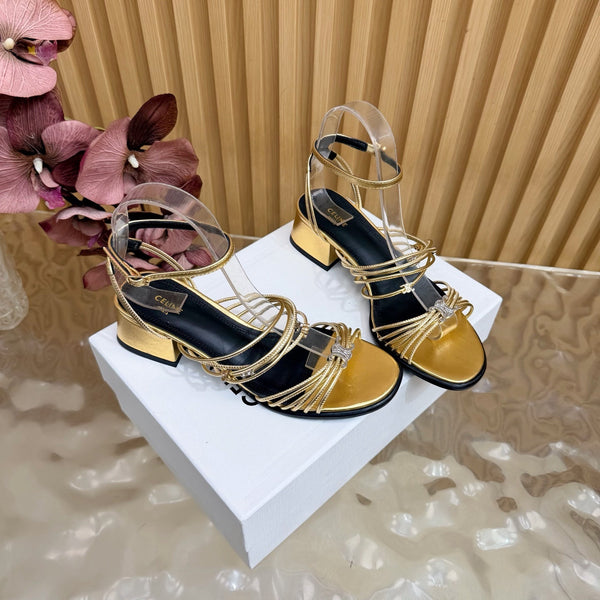 CE Clémence Triomphe Heeled Sandals Gold Leather 949368