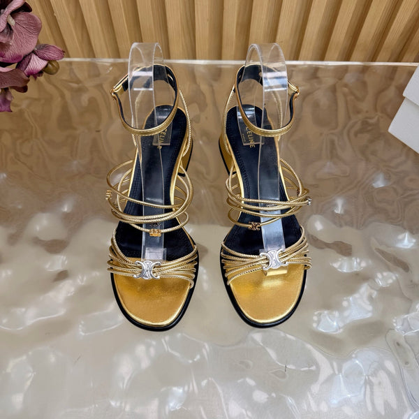 CE Clémence Triomphe Heeled Sandals Gold Leather 949368