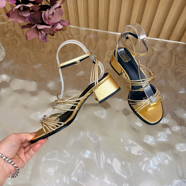 CE Clémence Triomphe Heeled Sandals Gold Leather 949368