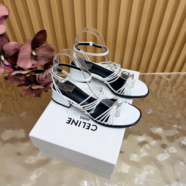 CE Clémence Triomphe Heeled Sandals White Leather 949367