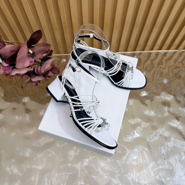 CE Clémence Triomphe Heeled Sandals White Leather 949367