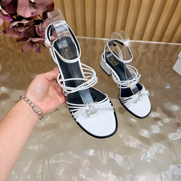 CE Clémence Triomphe Heeled Sandals White Leather 949367