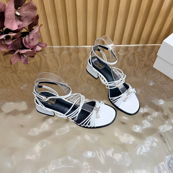 CE Clémence Triomphe Heeled Sandals White Leather 949367