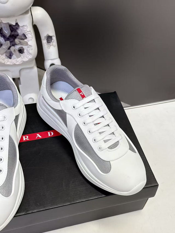 Prad America's Cup Logo Tag Sneakers White Soft Rubber & Bike Fabric 951928