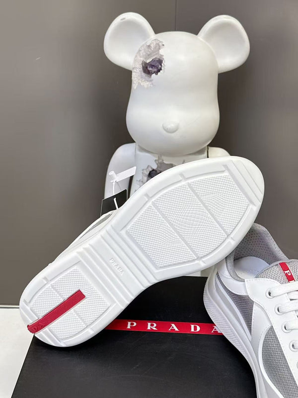 Prad America's Cup Logo Tag Sneakers White Soft Rubber & Bike Fabric 951928
