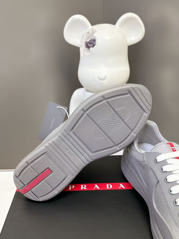 Prad America's Cup Logo Tag Sneakers Grey Soft Rubber & Bike Fabric 951927