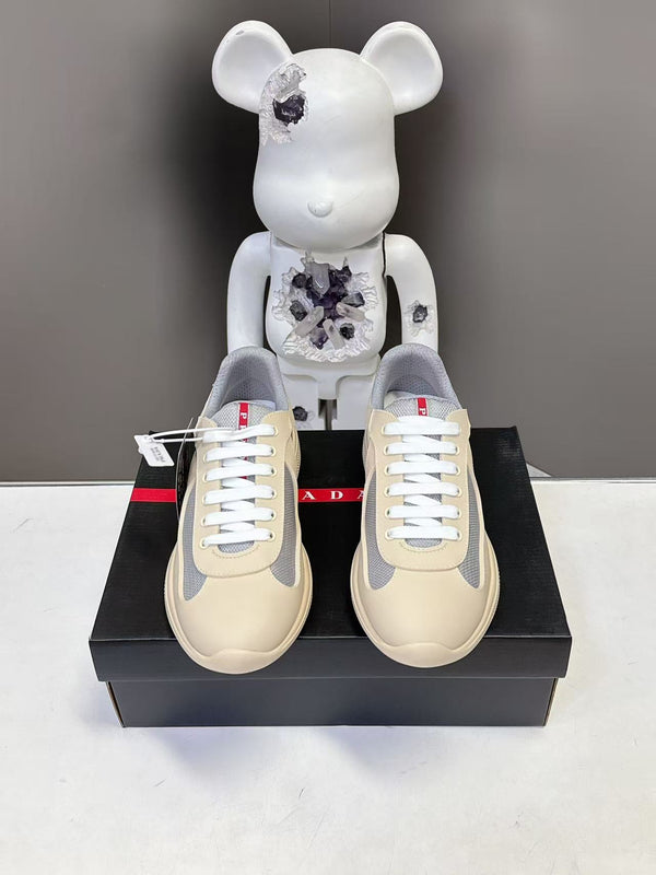 Prad America's Cup Logo Tag Sneakers Cream Soft Rubber & Bike Fabric 951922