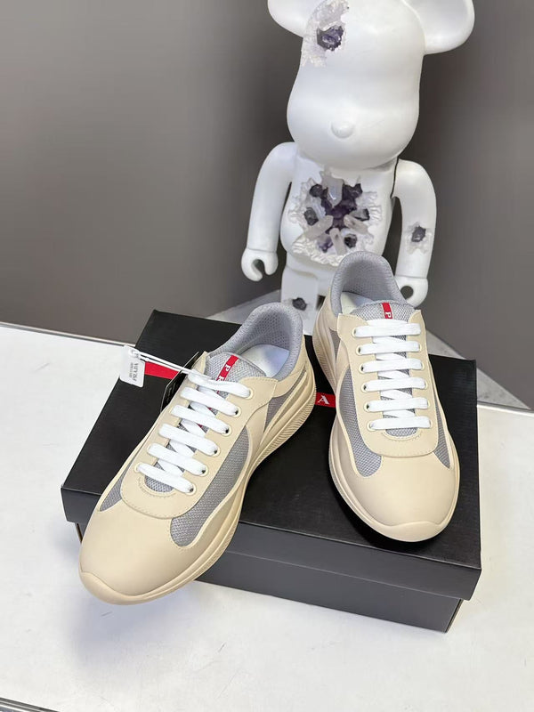 Prad America's Cup Logo Tag Sneakers Cream Soft Rubber & Bike Fabric 951922