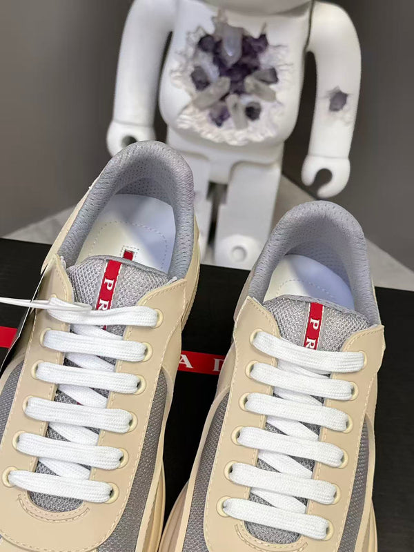Prad America's Cup Logo Tag Sneakers Cream Soft Rubber & Bike Fabric 951922