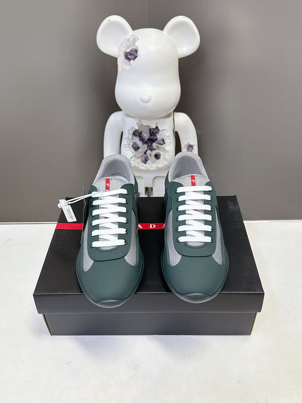 Prad America's Cup Logo Tag Sneakers Dark Olive Green Soft Rubber & Bike Fabric 951921