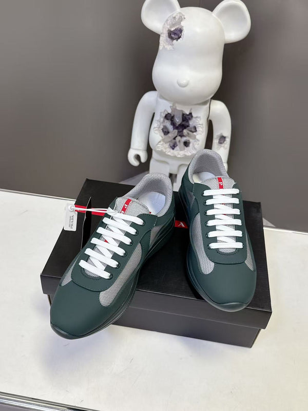 Prad America's Cup Logo Tag Sneakers Dark Olive Green Soft Rubber & Bike Fabric 951921