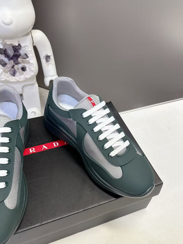 Prad America's Cup Logo Tag Sneakers Dark Olive Green Soft Rubber & Bike Fabric 951921
