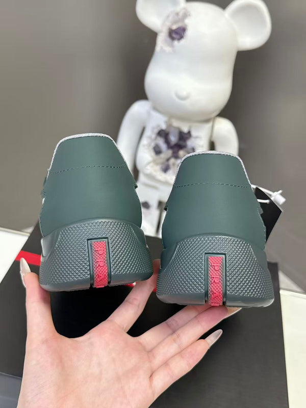 Prad America's Cup Logo Tag Sneakers Dark Olive Green Soft Rubber & Bike Fabric 951921