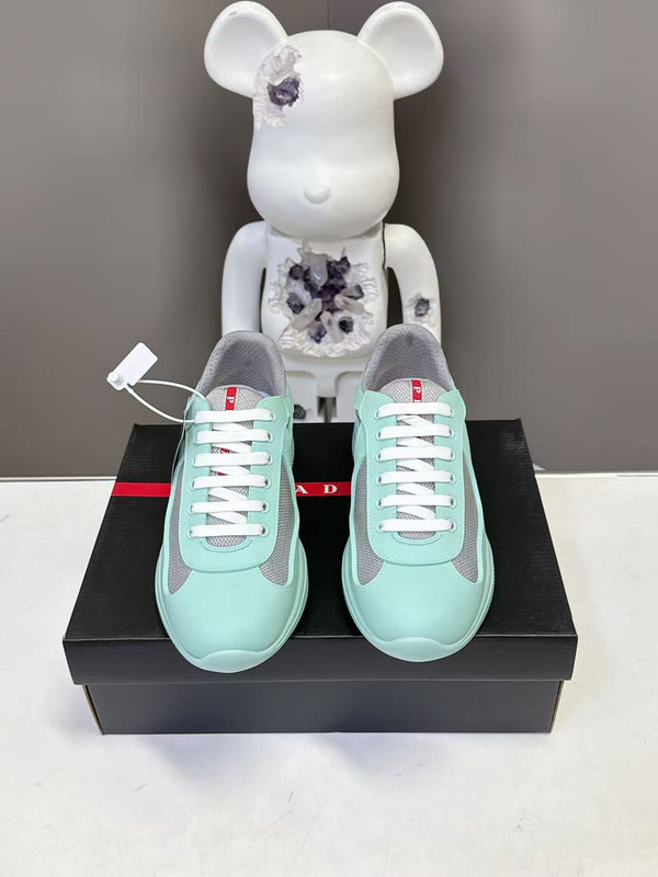 Prad America's Cup Logo Tag Sneakers Mint Blue Soft Rubber & Bike Fabric 951920