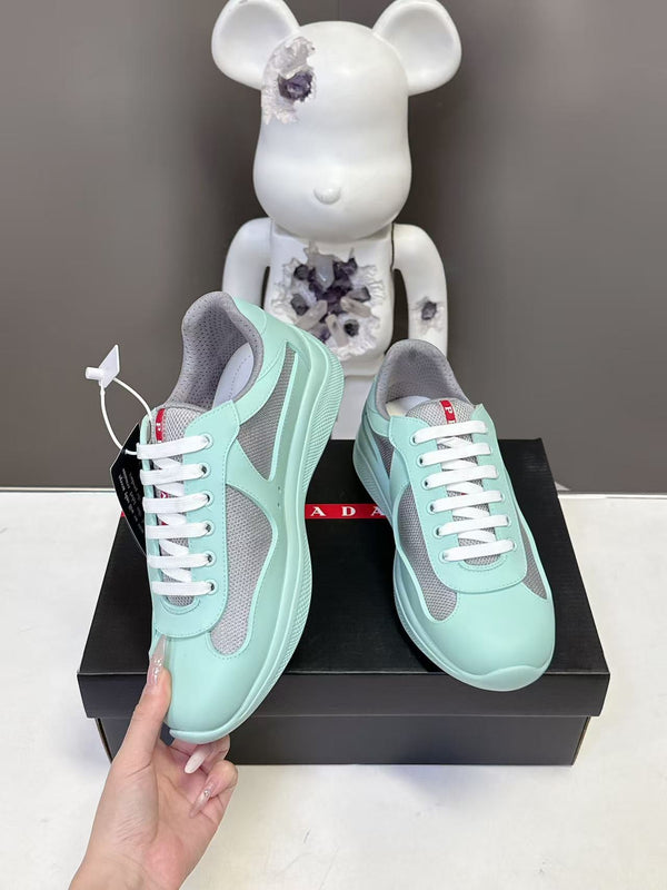 Prad America's Cup Logo Tag Sneakers Mint Blue Soft Rubber & Bike Fabric 951920