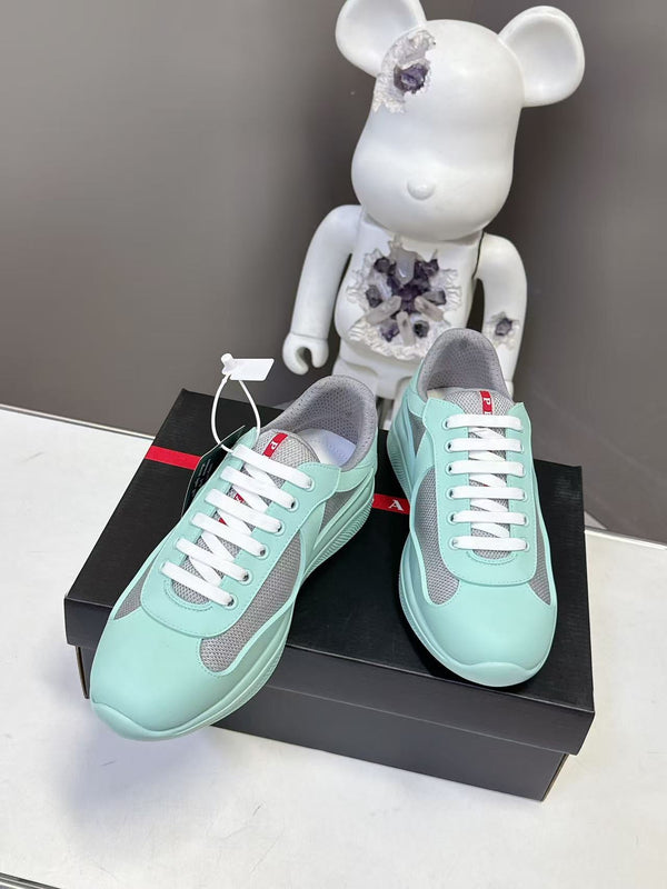 Prad America's Cup Logo Tag Sneakers Mint Blue Soft Rubber & Bike Fabric 951920