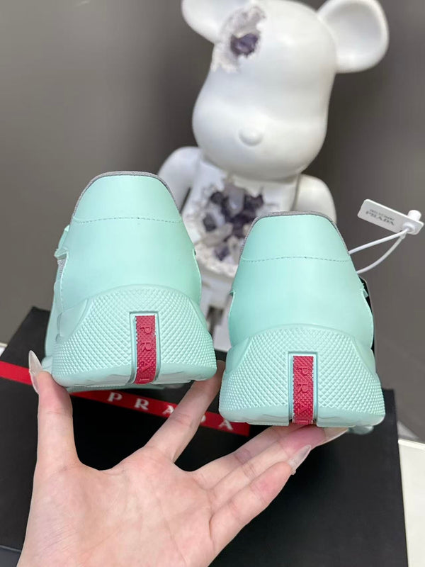 Prad America's Cup Logo Tag Sneakers Mint Blue Soft Rubber & Bike Fabric 951920