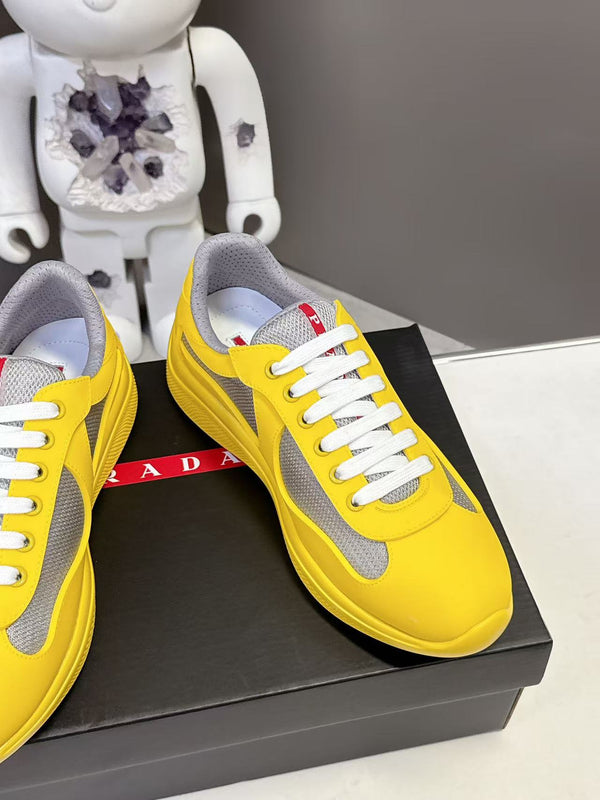 Prad America's Cup Logo Tag Sneakers Yellow Soft Rubber & Bike Fabric 951919