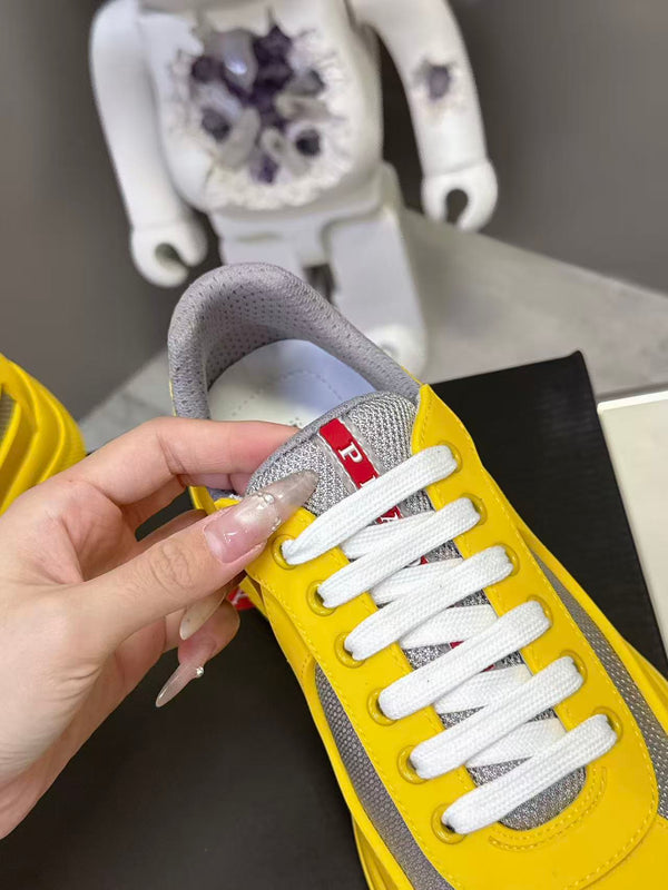 Prad America's Cup Logo Tag Sneakers Yellow Soft Rubber & Bike Fabric 951919