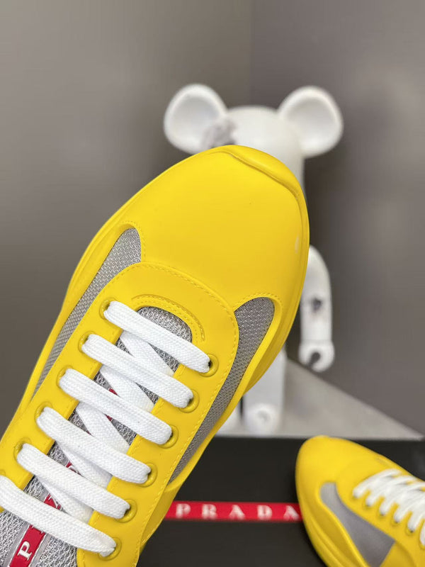 Prad America's Cup Logo Tag Sneakers Yellow Soft Rubber & Bike Fabric 951919