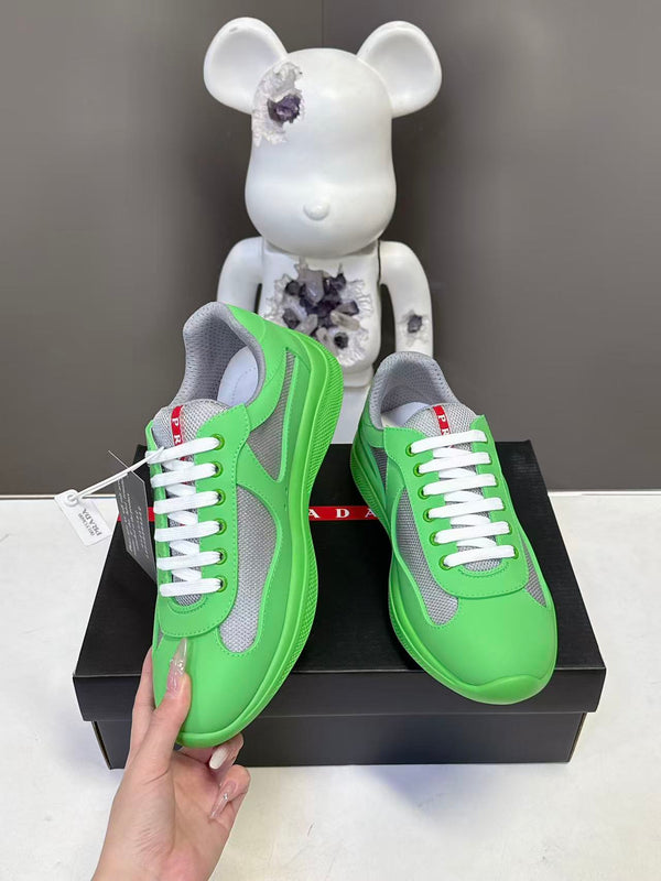 Prad America's Cup Logo Tag Sneakers Green Soft Rubber & Bike Fabric 951918