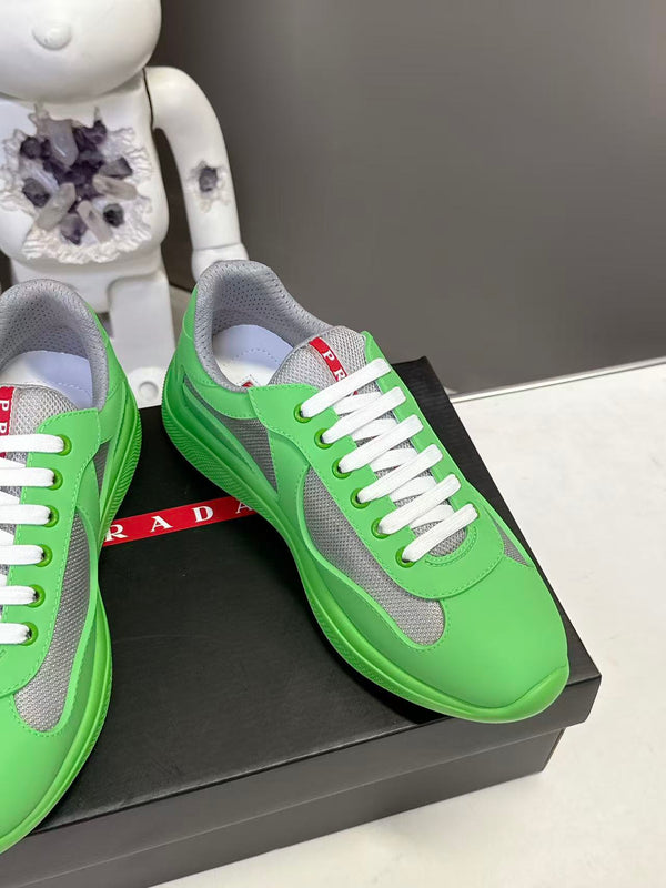 Prad America's Cup Logo Tag Sneakers Green Soft Rubber & Bike Fabric 951918