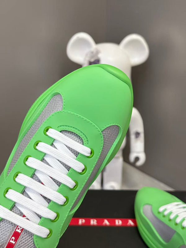 Prad America's Cup Logo Tag Sneakers Green Soft Rubber & Bike Fabric 951918