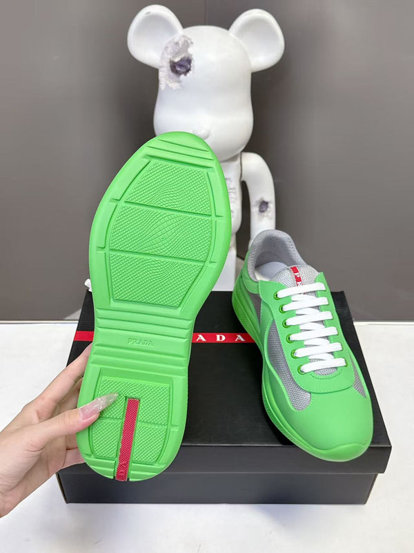 Prad America's Cup Logo Tag Sneakers Green Soft Rubber & Bike Fabric 951918
