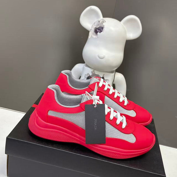 Prad America's Cup Logo Tag Sneakers Red Soft Rubber & Bike Fabric 951916