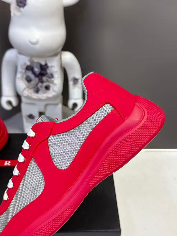 Prad America's Cup Logo Tag Sneakers Red Soft Rubber & Bike Fabric 951916