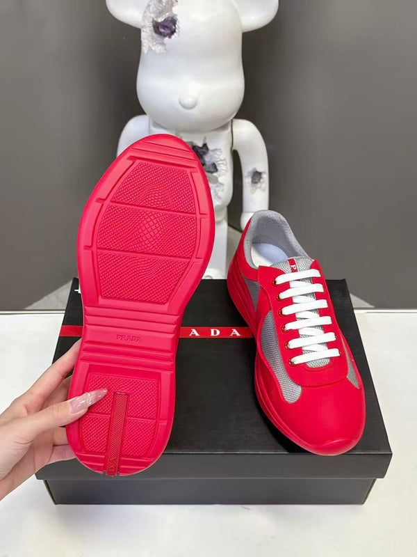 Prad America's Cup Logo Tag Sneakers Red Soft Rubber & Bike Fabric 951916