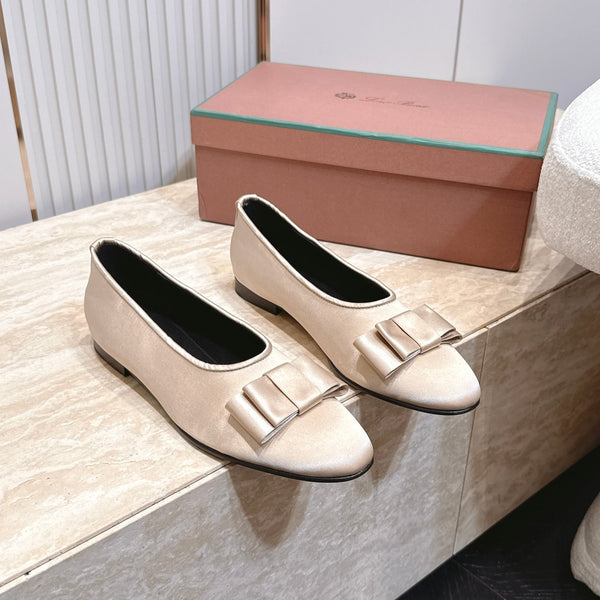 LP Bow Ballet Flats Beige Satin 954496