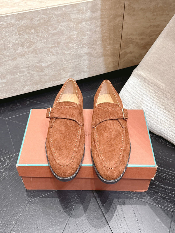 LP Single Monk Strap Loafers Buckle Brown Suede 954483