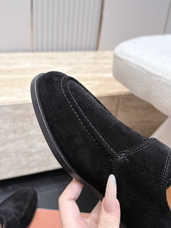 LP Single Monk Strap Loafers Buckle Black Suede 954480