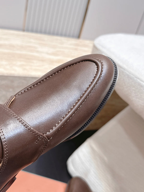 LP Single Monk Strap Loafers Buckle Brown Leather 954478