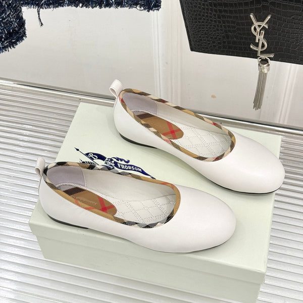 Burberry Robin Ballet Flats White Leather 956166