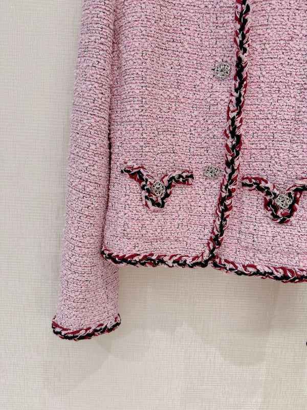 CC 26S Cropped Jacket Silver Buttons Pink Tweed 417599