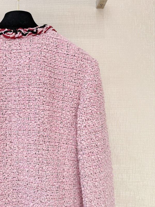 CC 26S Cropped Jacket Silver Buttons Pink Tweed 417599
