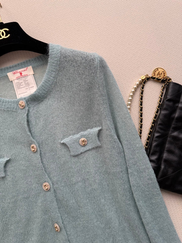 CC Round-Neck Cardigan Gold Buttons Knit 417876