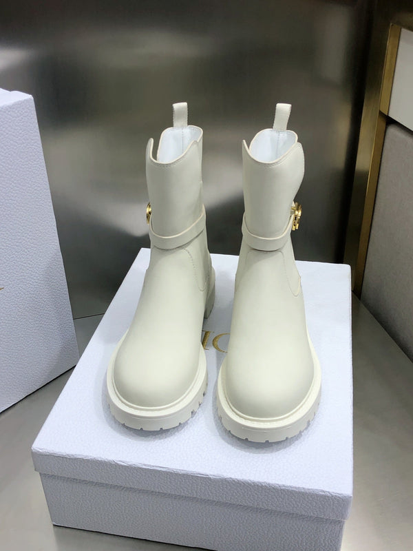 CD Empreinte Ankle Boots 1.5CM Buckle Milky White Leather 965383