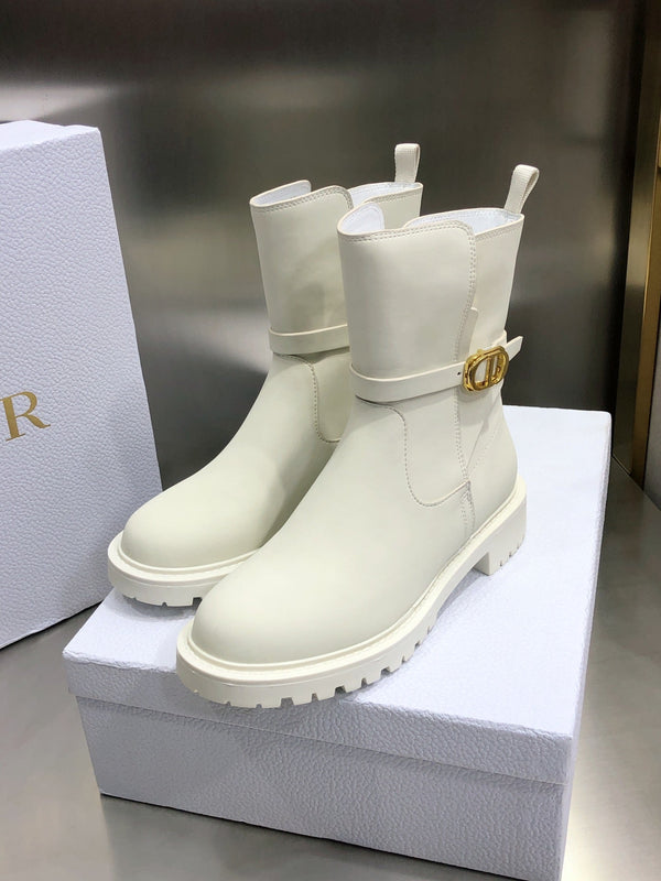 CD Empreinte Ankle Boots 1.5CM Buckle Milky White Leather 965383