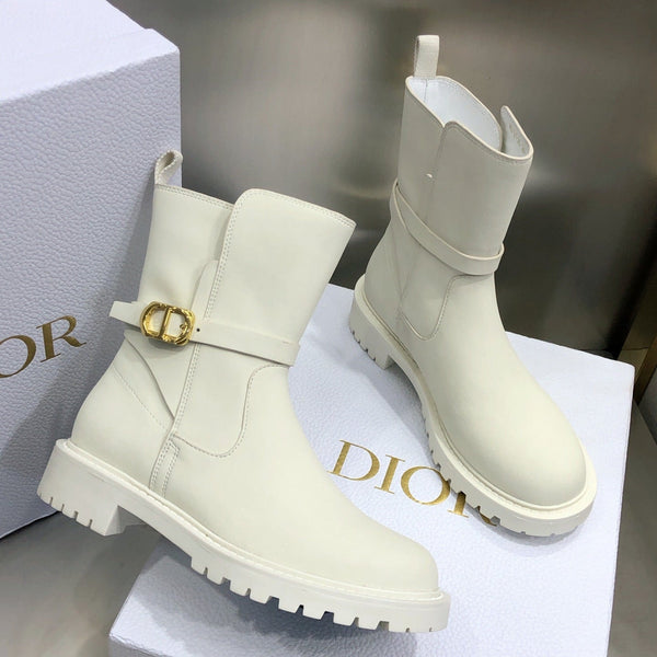 CD Empreinte Ankle Boots 1.5CM Buckle Milky White Leather 965383