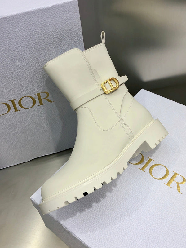 CD Empreinte Ankle Boots 1.5CM Buckle Milky White Leather 965383