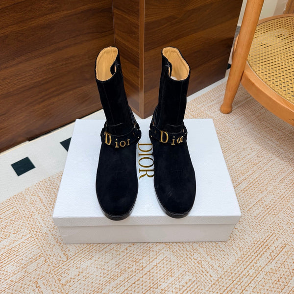 CD Bolt Ankle Boots Strap Black Suede 973985